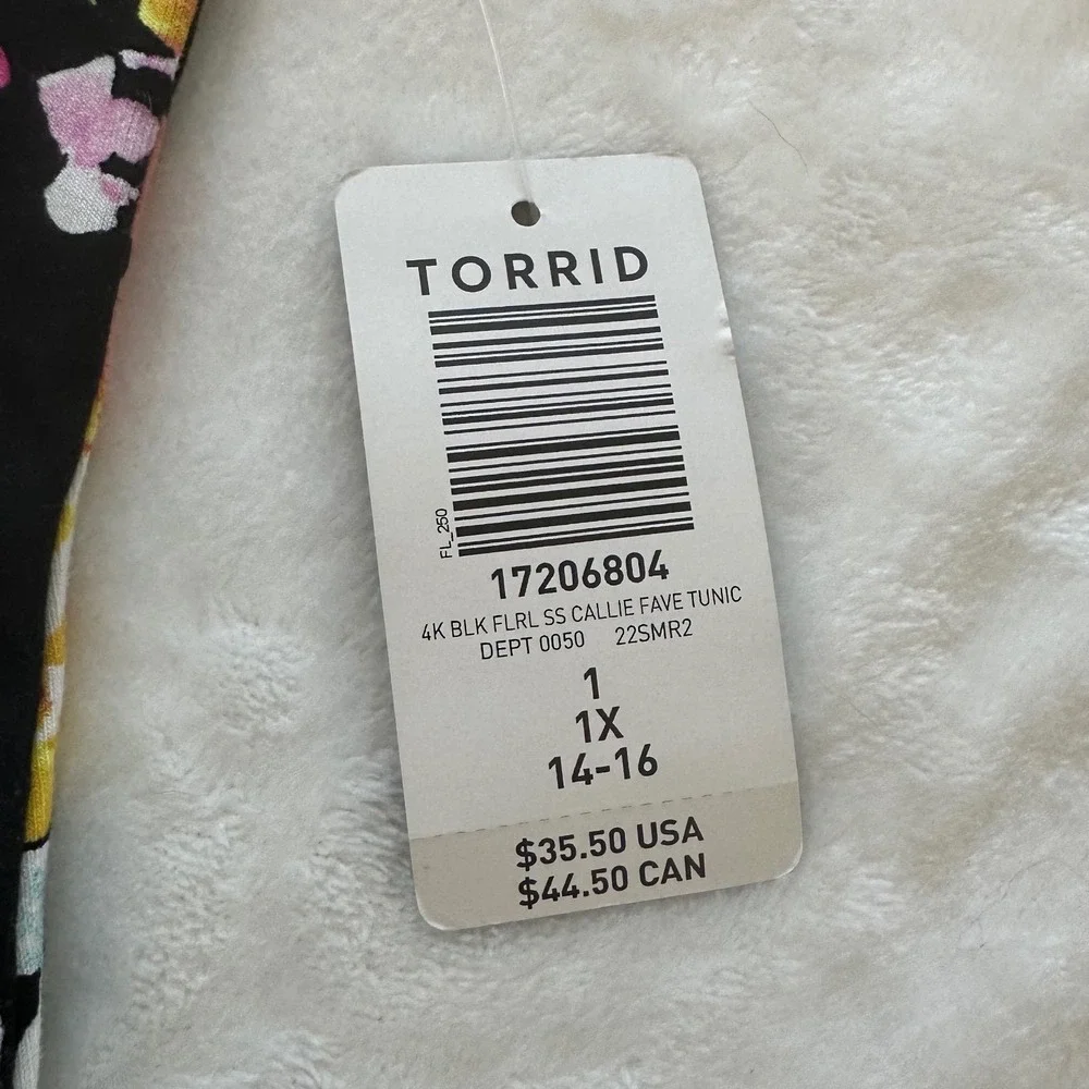 Torrid Super Soft Floral Off Shoulder Tunic Top Plus Size 1X Black Callie - Picture 10 of 12